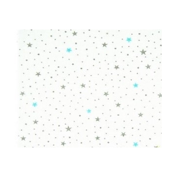 Malinké tyrkysové a šedé hvězdičky na bílém vzor 9023