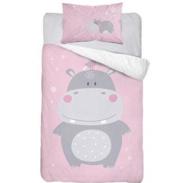Povlečení do postýlky happy hippo