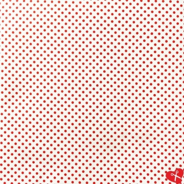 Drobné červené puntíky (3mm) na bílé vzor B141