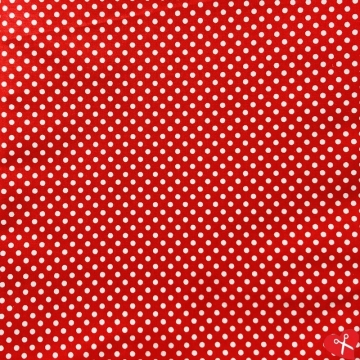 Drobné bílé puntíky (3mm) na červené vzor B138