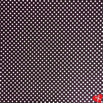 Drobné bílé puntíky (3mm) na tmavě hnědé vzor B193