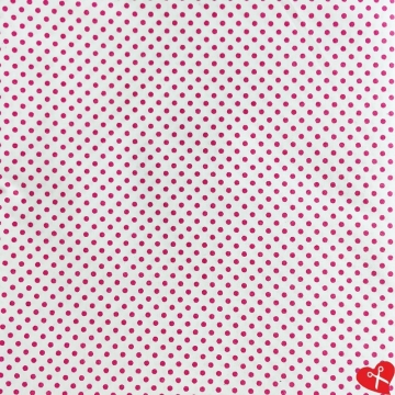 Malé sytě růžové puntíky (4mm) na bílé vzor B140